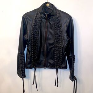 Distressed Faux Leather Rocker Jacket *worn once!*
